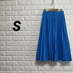 プリーツスカート　【S】　水色　無地　ロング丈　かわいい　おしゃれ　シンプル