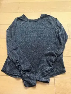 ☆ジーナシス☆美品☆カットソー ラメ F グレー シルバー 長袖 シャーリング