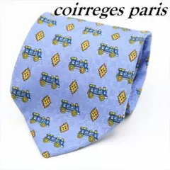 courreges paris 小紋調に汽車柄 ネクタイ イタリア ブルー