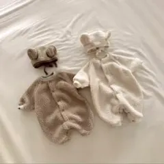 ベビーもこもこロンパース2点セット くま　韓国ベビー服　70cm 秋冬