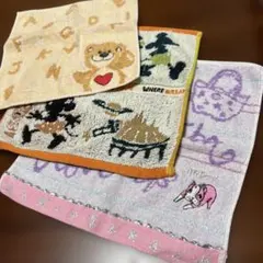 ディズニー他　キャラクター　タオルハンカチ3セット