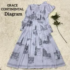 【GRACE CONTINENTAL Diagram】 ロングワンピース NY柄