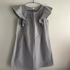 Madressty1e肩フリルひざ丈ワンピース ストライプ Lのサムネイル