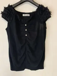 （新品タグつき）ミラ ショーン ブルーレーベルサマーセーター　黒　レース　パール