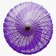 紫色 花柄 和傘 直径80cm