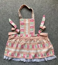 【美品】エプロン　子ども 女の子 マカロン柄 ピンク キッズ 幼稚園 保育園