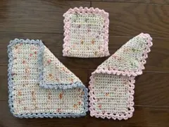 3枚セット⭐︎かぎ針編みタオルハンカチセット