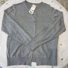 【新品未使用】UNIQLO UVカットクルーネックカーディガン　グレー　Lサイズ
