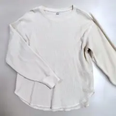 UNIQLO アイボリー 長袖Tシャツワッフル M