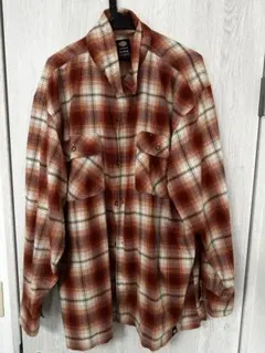Dickies XL 茶色系チェックネルシャツ