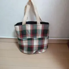 チェック柄キャンバストートバッグ