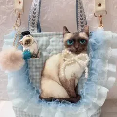 新柄シャム猫ちゃん2ウェイバッグ　コヤンイサムチョン　韓国ハートキルト&レースのサムネイル