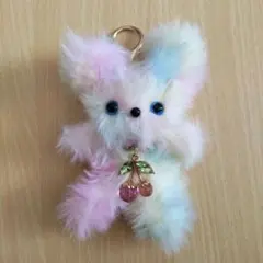 虹色わたあめ ぬいぐるみ キーホルダー ハンドメイド