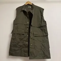 しまむら　グリーン ミリタリージャケット　ジレ　M