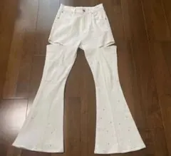 ダーリッチ　ドロップビジューフレアデニムパンツ　ホワイト　Mのサムネイル