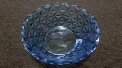 昭和レトロ プレスガラス皿 ブルー ③ 気泡 レトロ雑貨 古雑貨 