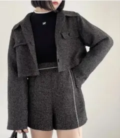 Heather ツイード風 ショートジャケット
