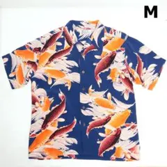 M AVANTI シルク 和柄 アロハ シャツ 半袖 錦鯉 ブルーのサムネイル