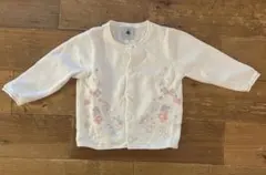【美品】プチバトー　花柄　カーディガン　白、ピンク　12M/74cm