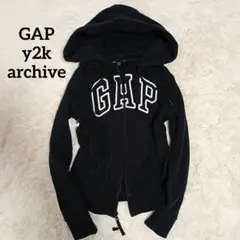 y2k GAP ギャップ フルジップ パーカー 黒 短丈 平成ギャル フーディー