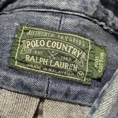 ビンテージ90sポロカントリーPOLOラルフローレン長袖デニムシャツM濃紺XL