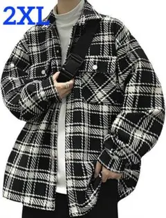 チェック柄 ジャケット2XL 襟付きネック ストリート アウター メンズ