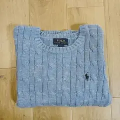 Poloラルフローレン　キッズ ケーブルニット　コットンセーター　ブルー