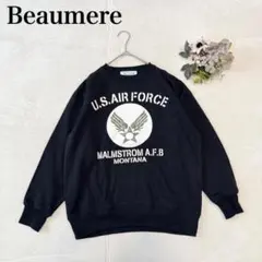 【Beaumere】長袖Tシャツ（M)ビックロゴ 英字 カジュアル シンプル