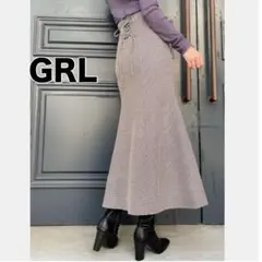 【GRL】千鳥柄 バック レースアップ マーメイド スカート