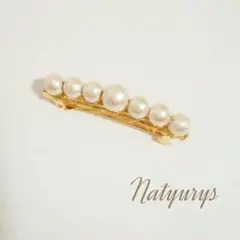コットンパールバレッタ　ゴールド