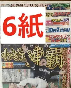 ソフトバンクホークス優勝連覇 スポーツ新聞6紙　まるごと　ポストイン