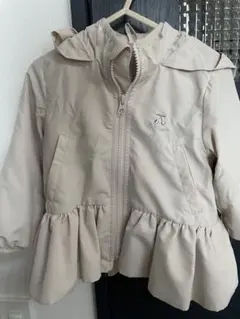プティマイン　キッズ フード付き ペプラム ジャケット ベージュ