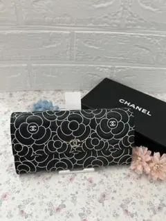 CHANEL⭐︎シャネル⭐︎カメリア黒長財布⭐︎シルバー金具