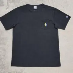 STUSSY　×　Champion　Tシャツ　L　ブラック　ロゴ　コラボ