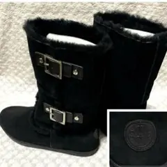 美品　トリーバーチ ロングブーツ　ムートンブーツ ファー ボア　ロゴ