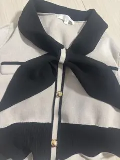 リボン付きニットロングワンピース