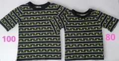 JUNKSTORE ボーダー星柄Tシャツ 半袖 100 80 綿 兄弟お揃い 黒のサムネイル