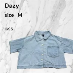 Dazy クロップドシャツ Mサイズ　半袖デニムシャツ　ポケット前空き　古着のサムネイル