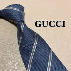 グッチ　ネクタイ　GG ストライプ ドット　チェック　ブルー　青色