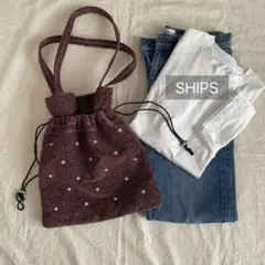 美品　SHIPS ショルダーバッグ　ラメ　スタッズ　ピンク