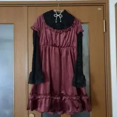 最終値下げ♡美品♡axes femme♡トロワリボンベロアワンピース ロリータ