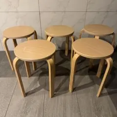 후지 보에키 우든 스툴, 5개 세트, 원형 의자