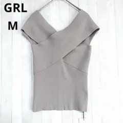 新品 未使用 オフショル 2way リブニット トップス M グレージュ