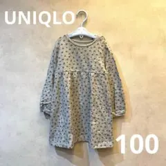 UNIQLO ユニクロ　チュニックワンピース　100 グレー　柄ワンピース