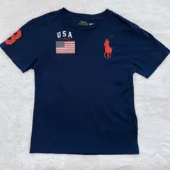 ポロラルフローレン ビッグポニー USA国旗 半袖Tシャツ 紺 S ネイビーのサムネイル