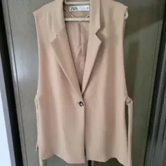 ZARA ザラ ベスト ジレ ノースリーブジャケット ベージュ　L