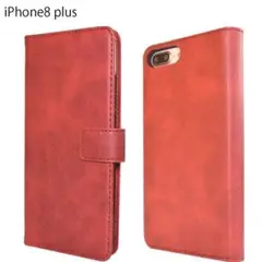 【訳あり】iPhone8 Plus ベルト レザー 手帳型 ケース 赤