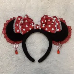 イヤリングカチューシャ カチューシャ ディズニー 水玉 赤 レッド ミニー