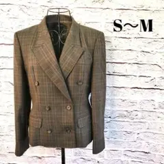 チェック柄 ダブルジャケット ウール100％ グレンチェック テーラード