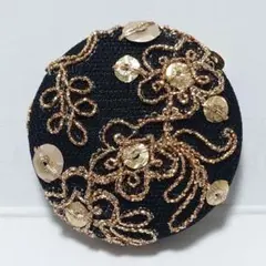 インド刺繍　№2682　黒ゴールド　㊳ミリ